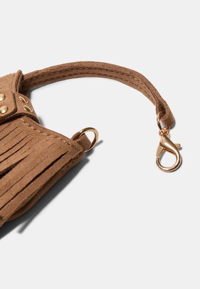 Porta-chaves com pingente de bolsa com franjas