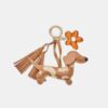 Porta-chaves com pingente de cão e flor