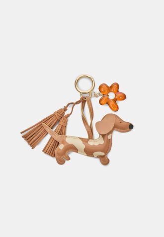 Porta-chaves com pingente de cão e flor Porta-chaves com pingente de cão e flor