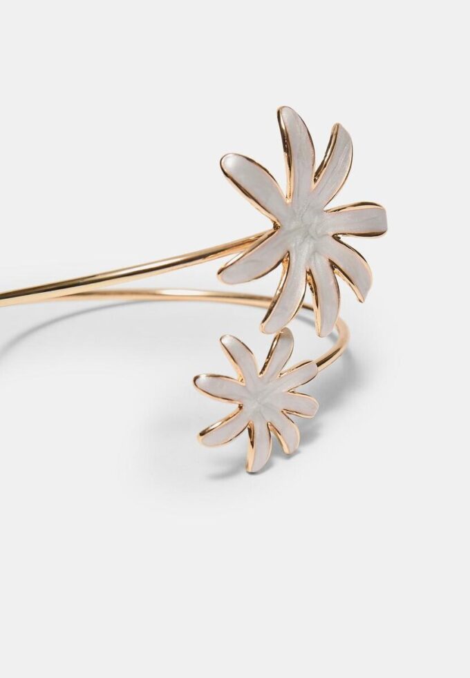 Pulseira esmaltada com duas flores