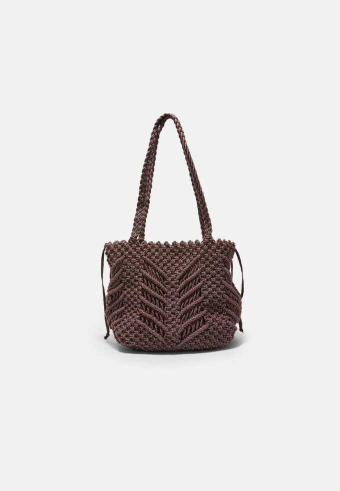 Saco de compras em croché com fio metálico Saco de compras em croché com fio metálico
