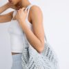 Saco de compras em croché com fio metálico Saco de compras em croché com fio metálico