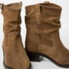 Slouchy Cowboy Leather Ankle Boots