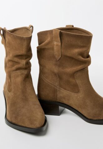Slouchy Cowboy Leather Ankle Boots