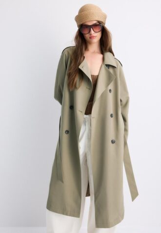 Sobretudo Trench Longo e Fluido