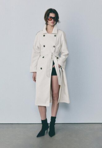 Sobretudo Trench Longo e Fluido