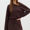 Sweatshirt de toque suave com fecho lateral Sweatshirt de toque suave com fecho lateral