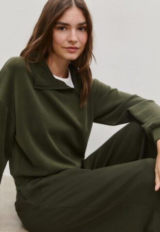 Sweatshirt de toque suave com fecho lateral