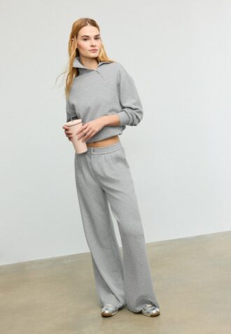 Sweatshirt de toque suave com fecho lateral