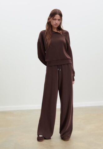 Sweatshirt de toque suave com fecho lateral