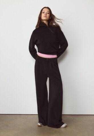 Sweatshirt de toque suave com fecho lateral Sweatshirt de toque suave com fecho lateral