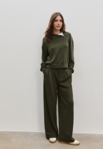 Sweatshirt de toque suave com fecho lateral