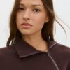Sweatshirt de toque suave com fecho lateral Sweatshirt de toque suave com fecho lateral