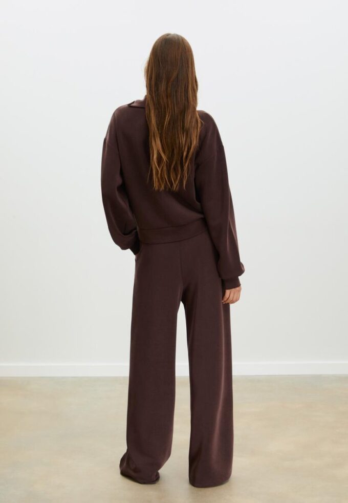 Sweatshirt de toque suave com fecho lateral Sweatshirt de toque suave com fecho lateral