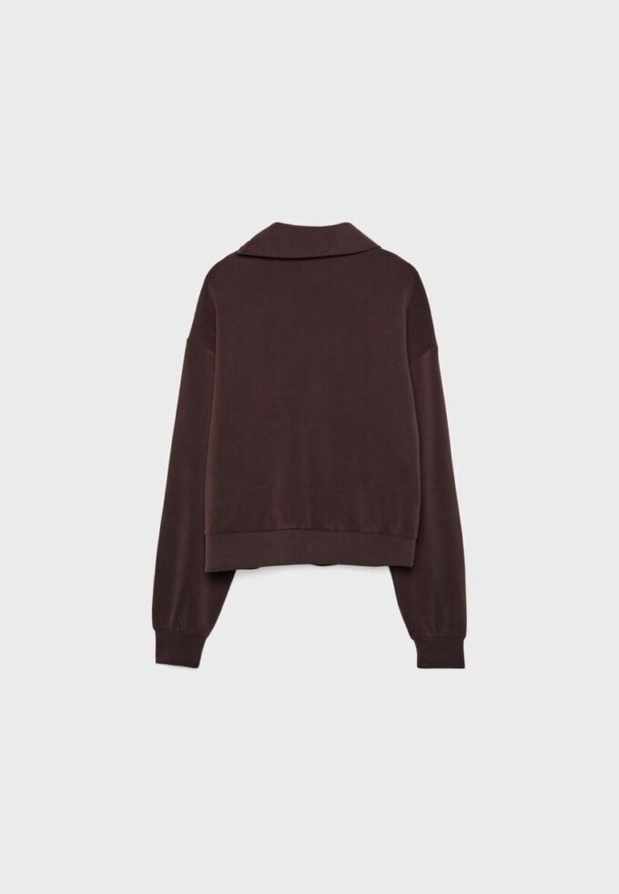 Sweatshirt de toque suave com fecho lateral Sweatshirt de toque suave com fecho lateral