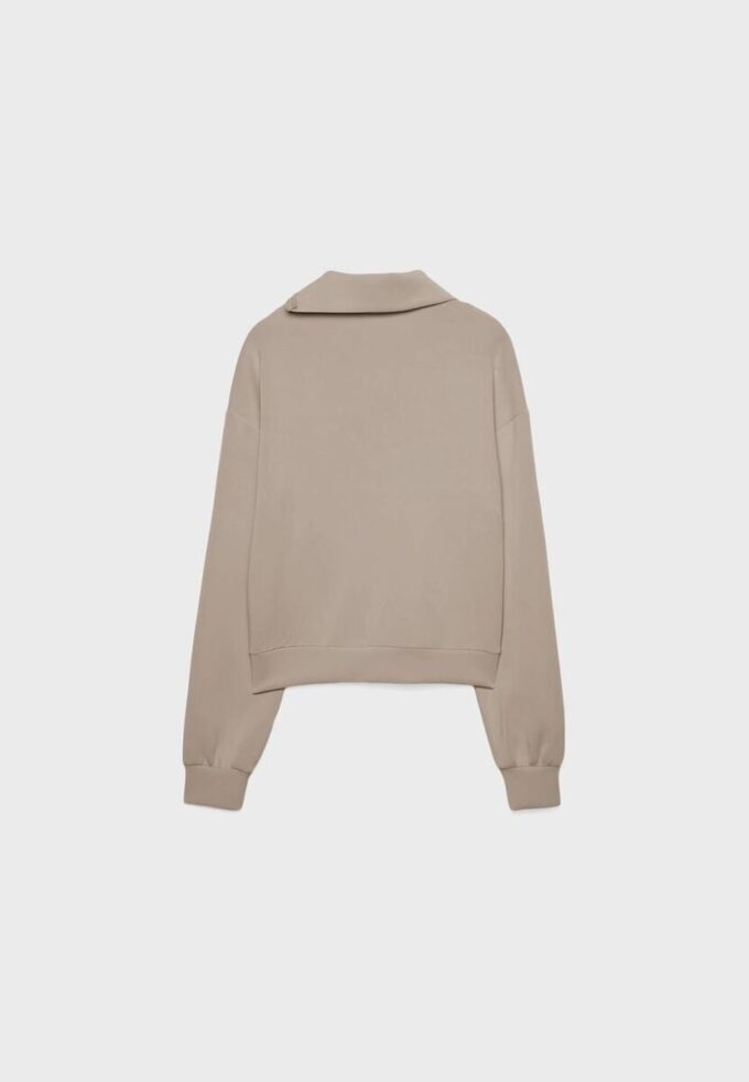 Sweatshirt de toque suave com fecho lateral Sweatshirt de toque suave com fecho lateral