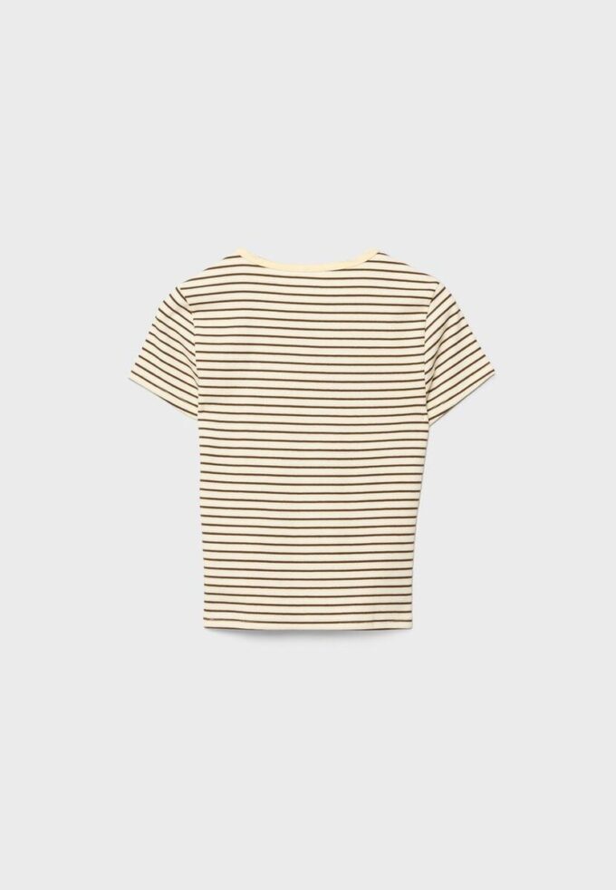 T-shirt básica de riscas com corte justo T-shirt básica de riscas com corte justo