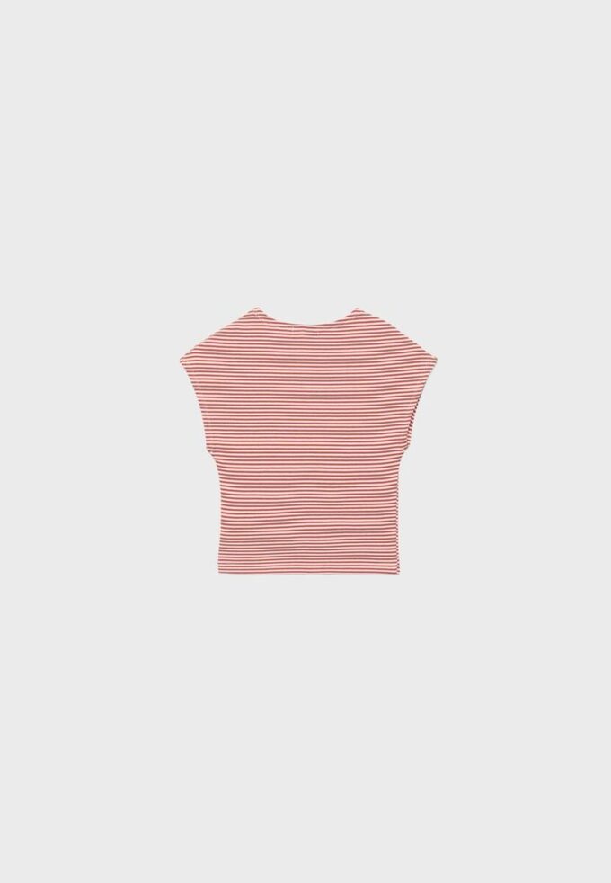 T-shirt básica às riscas com mangas curtas