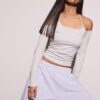 T-shirt de manga comprida com decote halter T-shirt de manga comprida com decote halter