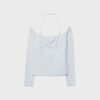 T-shirt de manga comprida com decote halter T-shirt de manga comprida com decote halter