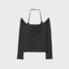 T-shirt de manga comprida com decote halter T-shirt de manga comprida com decote halter