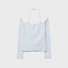 T-shirt de manga comprida com decote halter T-shirt de manga comprida com decote halter