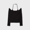T-shirt de manga comprida com decote halter T-shirt de manga comprida com decote halter