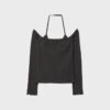 T-shirt de manga comprida com decote halter T-shirt de manga comprida com decote halter