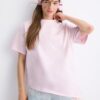 T-shirt de manga curta com bainha em renda