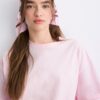 T-shirt de manga curta com bainha em renda