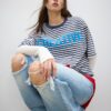 T-shirt de manga curta com riscas estampadas T-shirt de manga curta com riscas estampadas