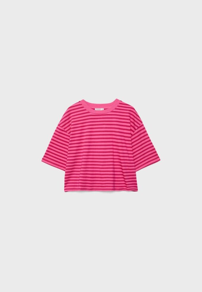 T-shirt de manga curta às riscas