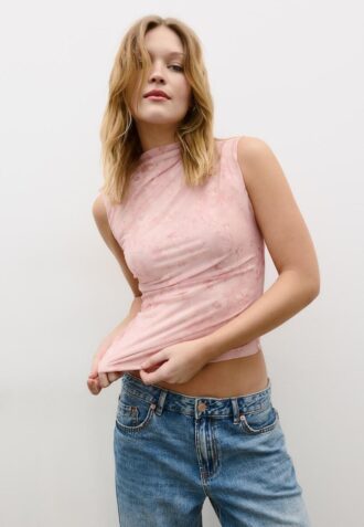 T-shirt de tule franzido