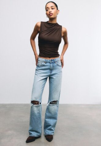 T-shirt de tule franzido