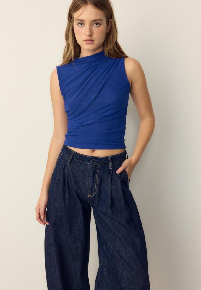 T-shirt de tule franzido T-shirt de tule franzido