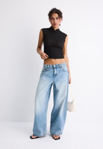 T-shirt estilo Qipao em renda