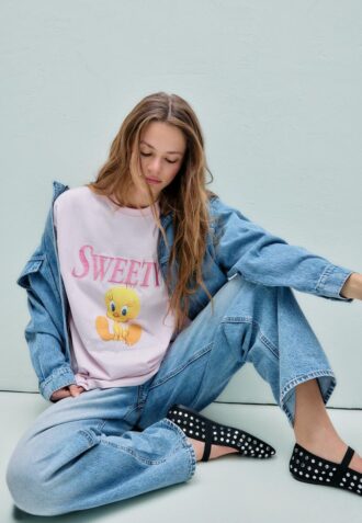 T-shirt Sweety de manga curta e gola redonda