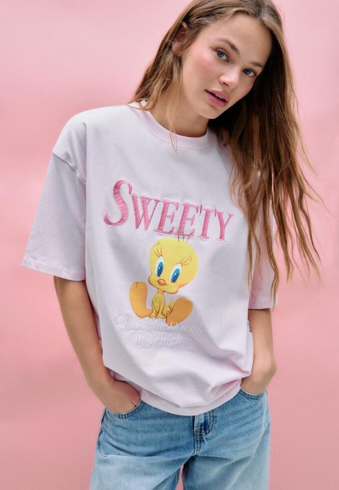 T-shirt Sweety de manga curta e gola redonda