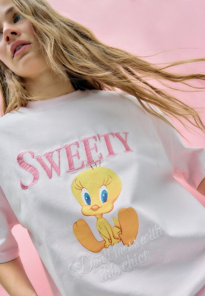T-shirt Sweety de manga curta e gola redonda