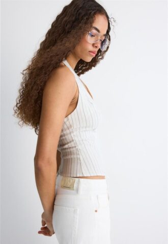 Top com decote halter em bengaline