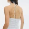 Top com decote halter em bengaline Top com decote halter em bengaline