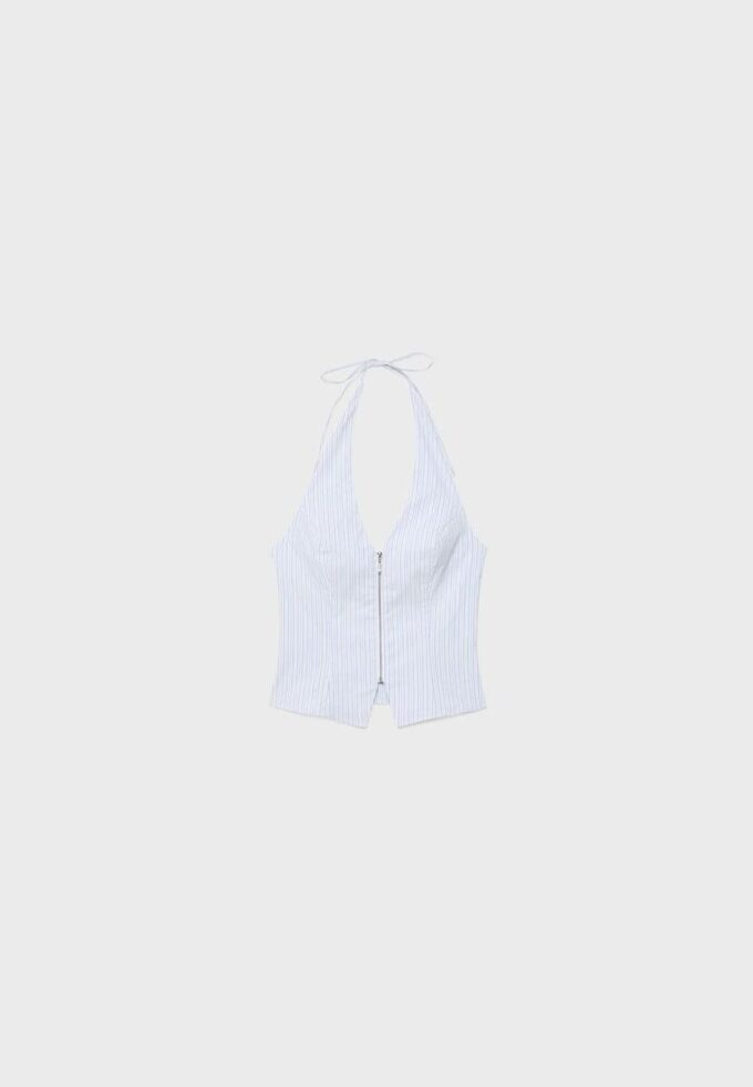 Top com decote halter em bengaline Top com decote halter em bengaline