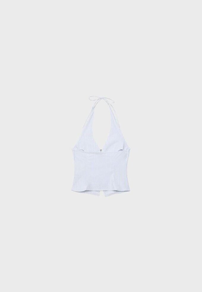 Top com decote halter em bengaline Top com decote halter em bengaline