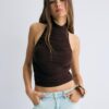 Top com franzido e decote halter Top com franzido e decote halter