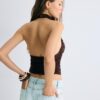 Top com franzido e decote halter Top com franzido e decote halter