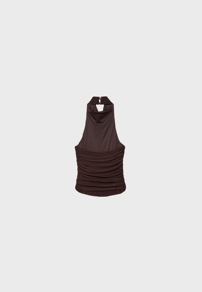 Top com franzido e decote halter Top com franzido e decote halter