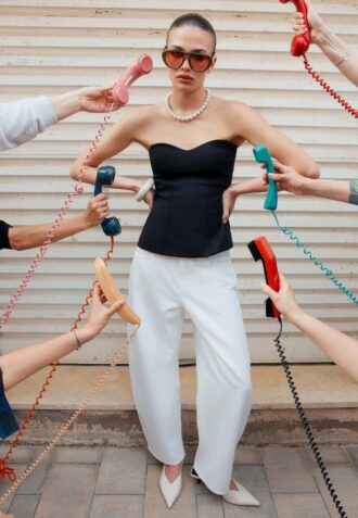 Top de biquíni bandeau com decote em coração