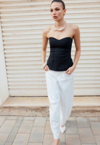 Top de biquíni bandeau com decote em coração