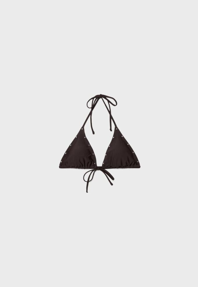 Top de biquíni triangular com tachas Top de biquíni triangular com tachas
