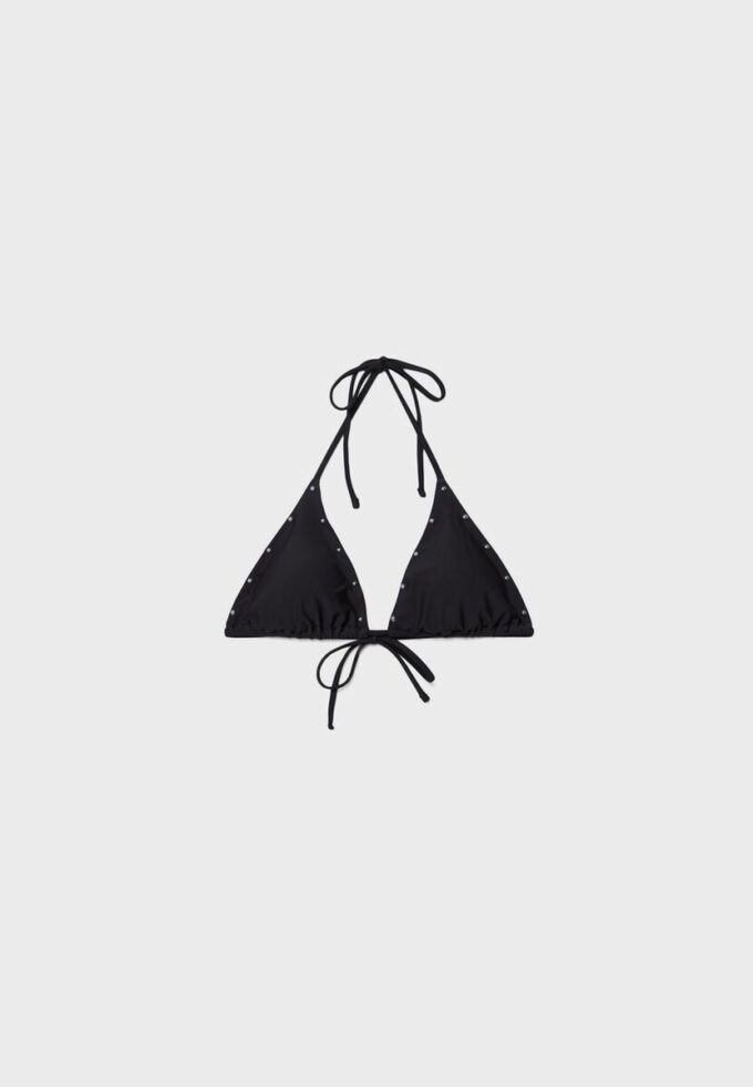 Top de biquíni triangular com tachas Top de biquíni triangular com tachas